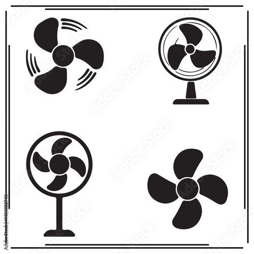 Fan silhouette, Fan illustration ,Fan clipart, Fan vector , Fan icon , black Fan illustration on white background, Fan vector illustration ,
