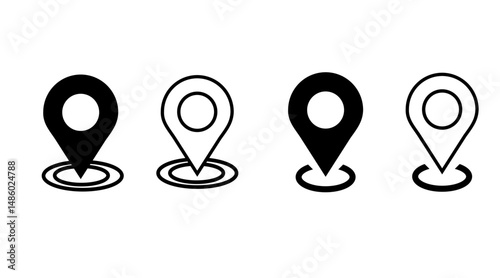 Location Icon with different type. location symbol, white and black location icon. map location and subjective location.