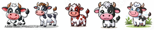 cute cartoon cow vector set