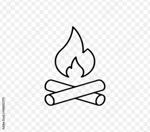 simple Campfire Silhouette line illustration, icon