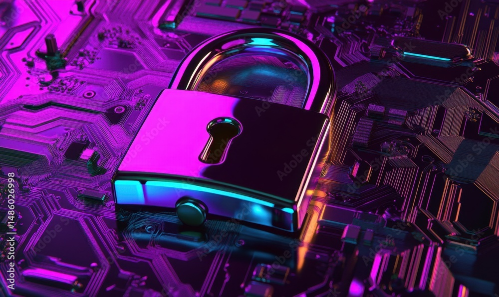 Cyber security lock on circuit board; data protection (3) Cyber security lock on circuit board; data protection (3)