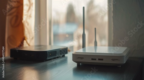 hand push the power on button of the wifi router, internet connection equipment