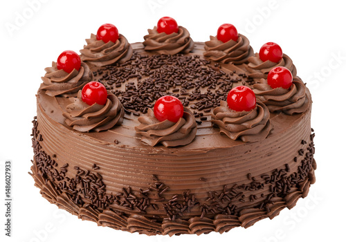 Delicious Chocolate Cake with Cherries Perfect for Celebrations photo