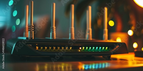 hand push the power on button of the wifi router, internet connection equipment