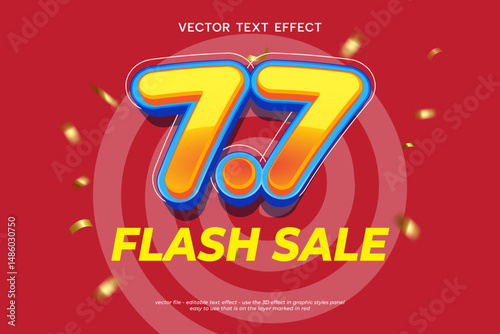 7.7 sale logo for promotional poster. 7.7 Online super sale banner template with red background