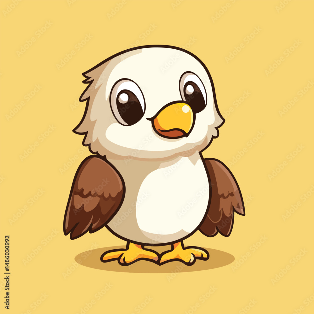 Fototapeta premium Eagle mascot cute cartoon no details solid background bright