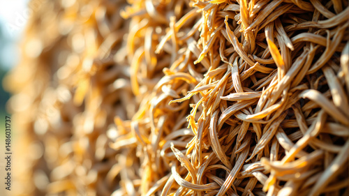 Close-up of Dry Wheat Stalks in a Field photo