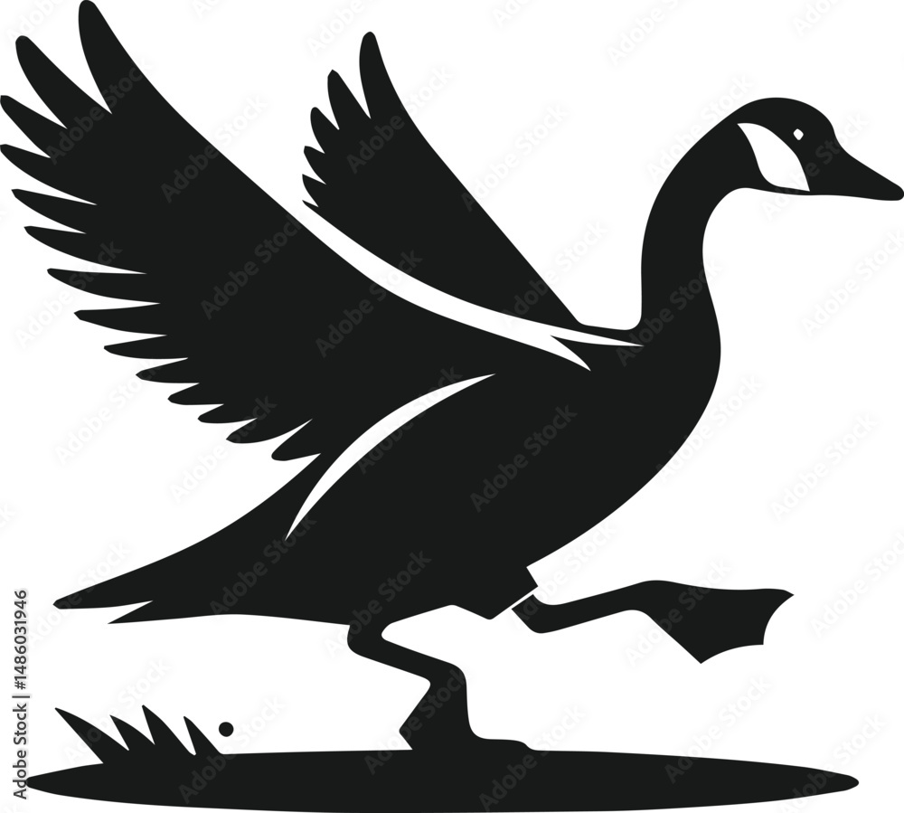Fototapeta premium Bird silhouette of a goose vector object design