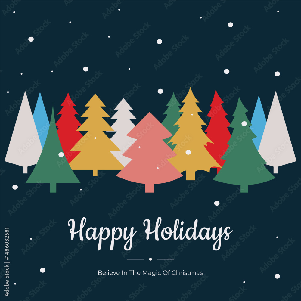 Fototapeta premium Merry Christmas And Happy New Year Card Vector Design.