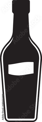 Sauce Bottle Black Vector in silhouette
