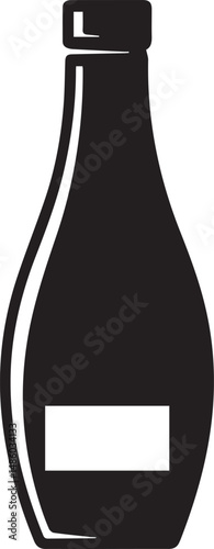 Sauce Bottle Black Vector in silhouette