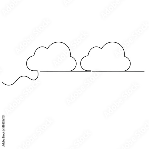 Cloud Storage  icon continuous one line drawing outline vector icon