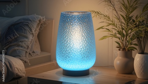 blue vase on a table