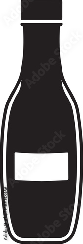 Sauce Bottle Black Vector in silhouette