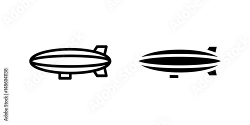 Vector icon set depicting blimps, ideal for air travel and promotional designs.