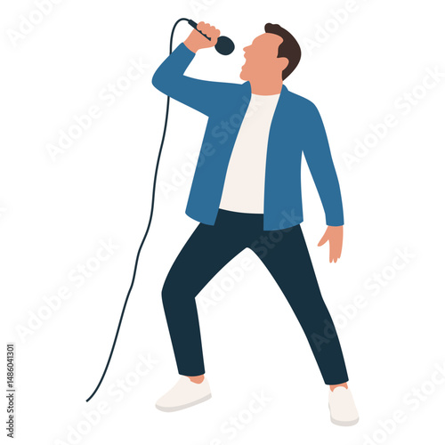 Singer flat illustration. Vector image