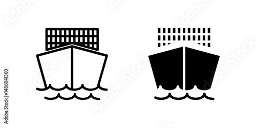 Vector icon set depicting cargo ships, ideal for shipping and logistics designs.