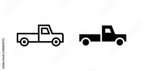 Vector icon set showcasing pickup trucks, suitable for utility and off-road designs.
