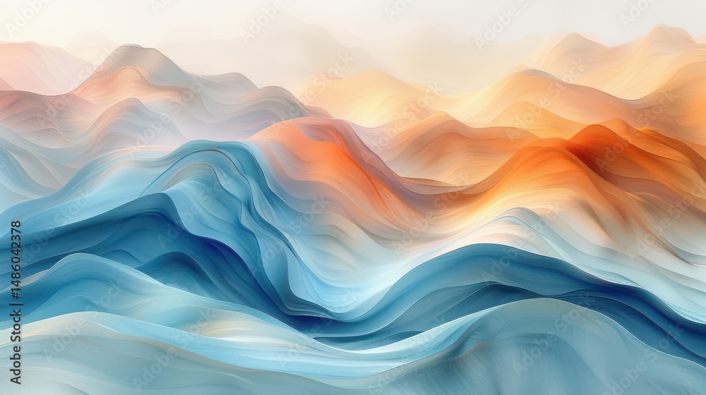 Fototapeta premium A soothing gradient background in soft aqua and warm sand tones, seamless color flow, subtle glossy highlights, modern and stylish, great for branding visuals