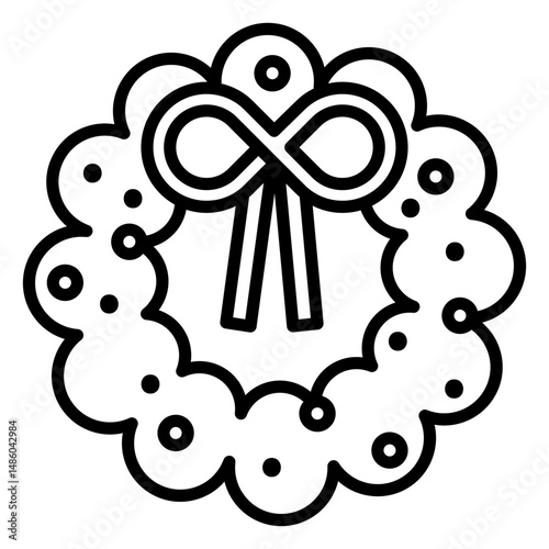 Christmas wreath decoration stroke