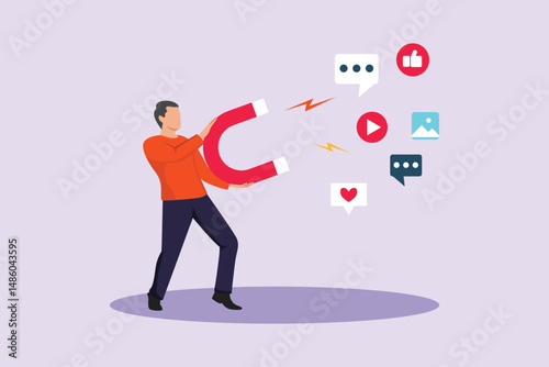  Social media Marketing Concept. Colored flat vector illustration isolated