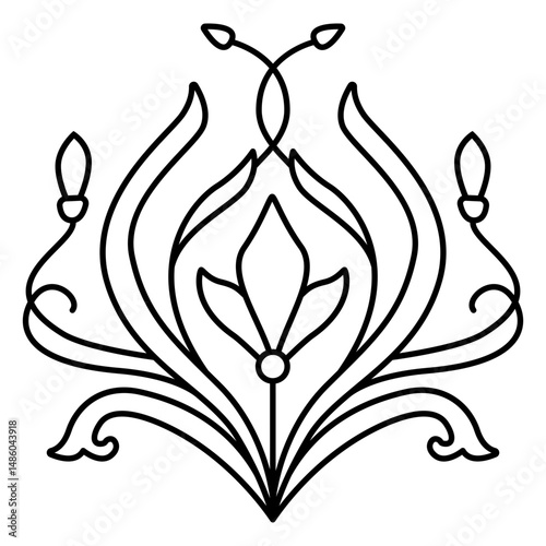 Art nouveau ornament round complex stroke