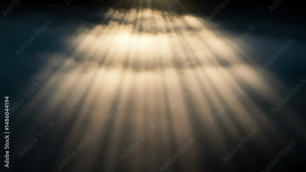 Ethereal glow of light breaking through ethereal clouds in atmospheric scene