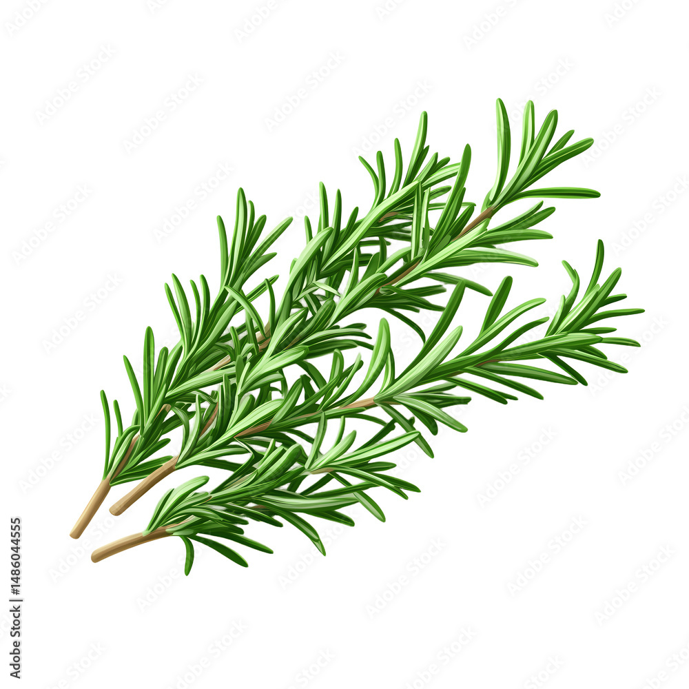 Fototapeta premium Fresh Rosemary Sprig Isolated on Transparent Background