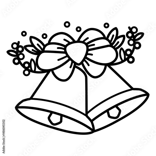 Bells with bow and flowers