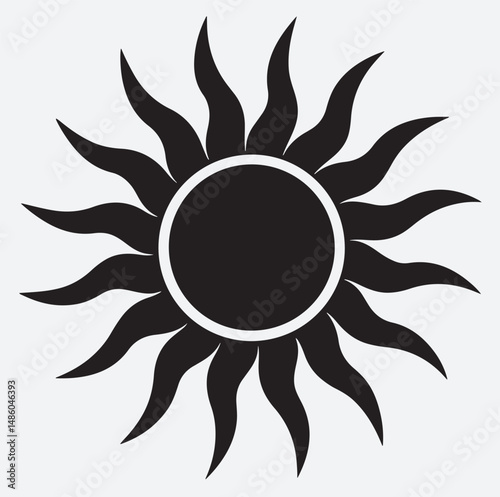 blazing sun icon silhouette vector art illustration, sun vector