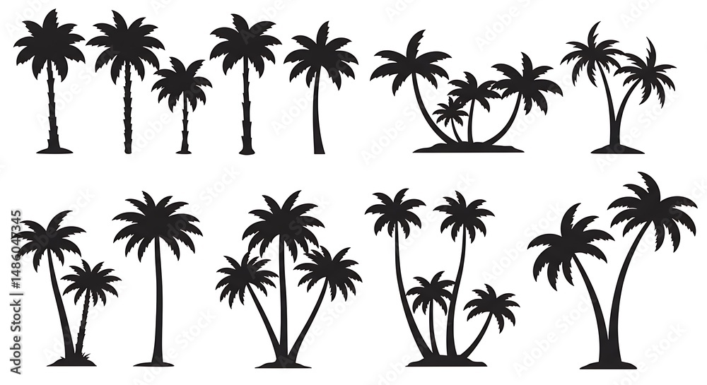 Naklejka premium Silhouette Palms: Tropical Tropics AI Generated