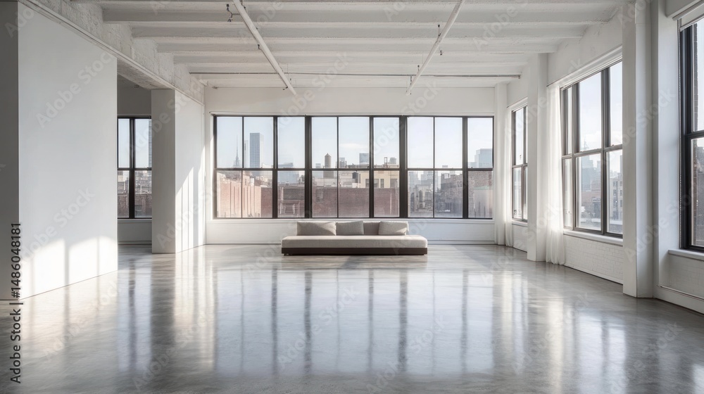 Obraz premium Modern loft space with city views