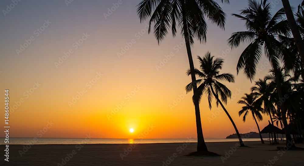 Obraz premium Golden Hour Palms AI Generated