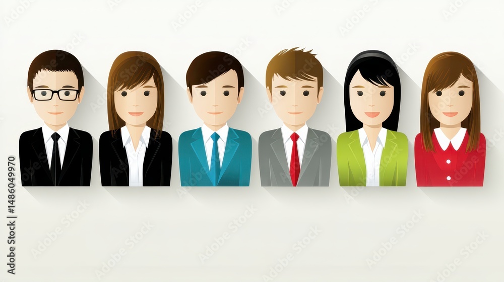 Diverse group of people representing modern job hiring advertisement in flat design illustrating teamwork and unity Diverse group of people representing modern job hiring advertisement in flat design illustrating teamwork and unity
