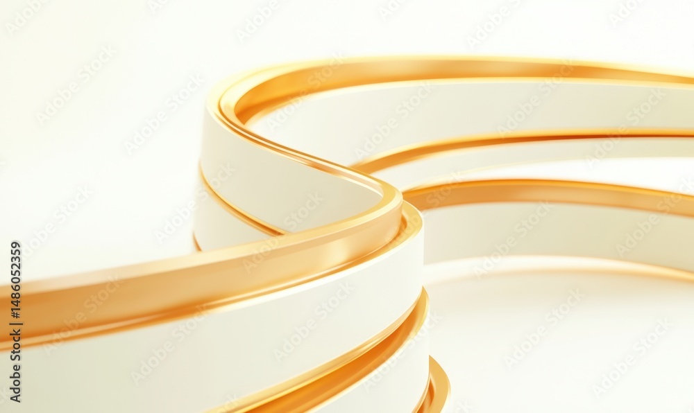 Naklejka premium Abstract gold and white curves on white background; design element