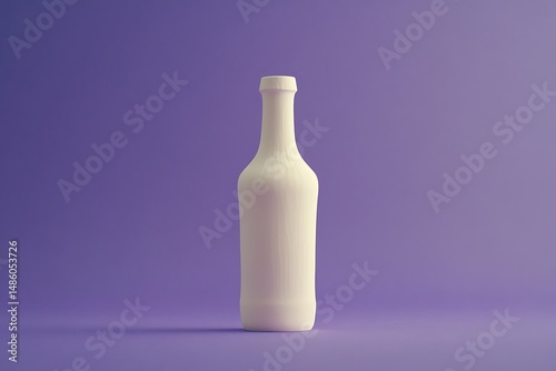Simple white bottle on purple background