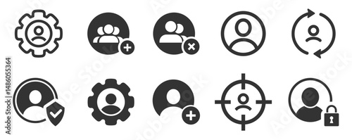 Set of user icon. Profile person avatar. Add user. Vector illustration