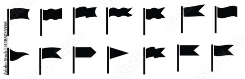 silhouette set icon flag decoration graphic vector illustration