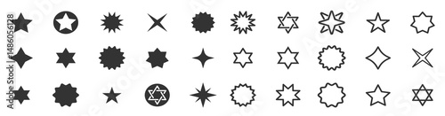 Stars collection. Star icons set. Gold and Black star icon set. Vector illustration