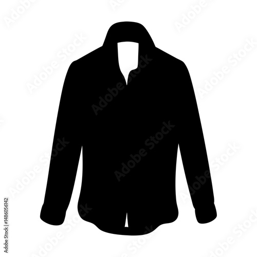 Silhouette of a long sleeved collared shirt, a classic wardrobe staple