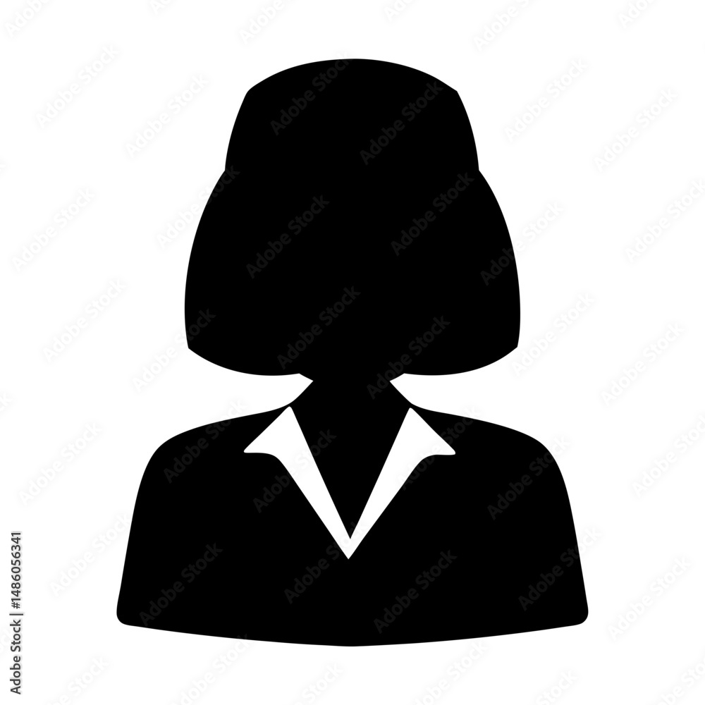 Black silhouette of a businesswoman with classic attire and stylish haircut Black silhouette of a businesswoman with classic attire and stylish haircut