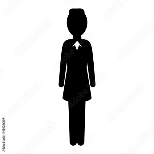 Silhouette of Woman in Uniform Likely Representing Service or Hospitality Staff