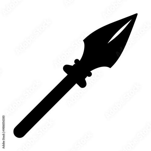 Simple black silhouette image of an antique spear or javelin design