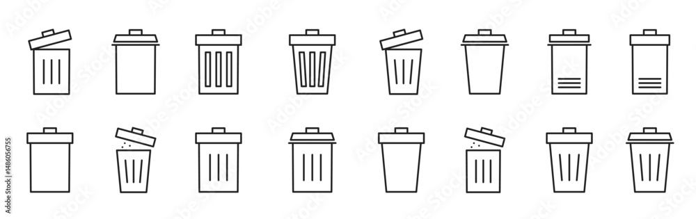 Trash Line Icon Set Vector. Trash Line Icon Set Vector.