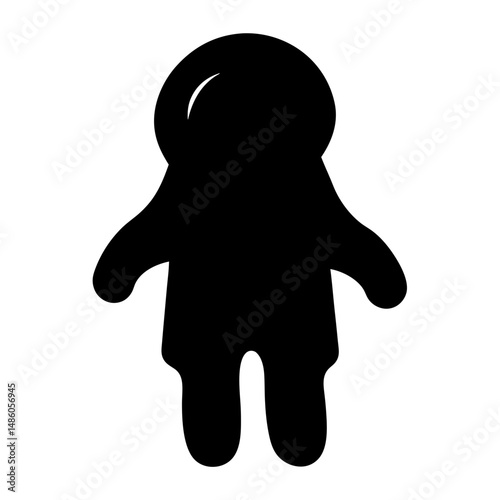 Silhouette of astronaut figure stands isolated against a white background