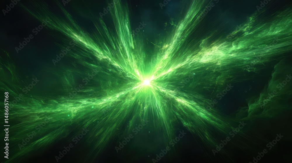 custom made wallpaper toronto digitalBright green cosmic explosion or energy burst radiating light beams in dark space with dynamic flowing patterns