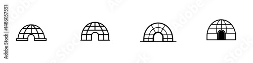 Vector illustration of multiple igloos in different styles showcasing diverse architectural features and designs