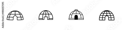 Vector illustration of various igloo designs showcasing traditional and modern structures for cold climates