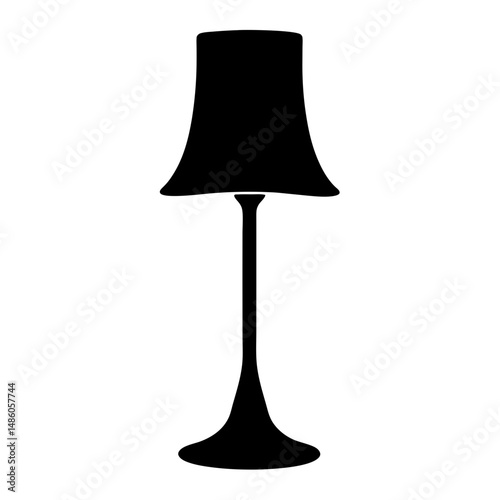 Elegant silhouette of a modern table lamp on a white background