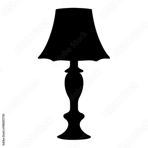 Silhouette of a vintage table lamp with a decorative stand design